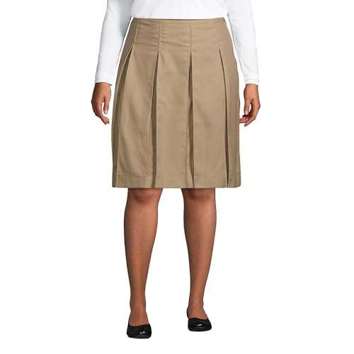 Lands' End Women's Box Pleat Skirt Top of Knee 6 Khaki