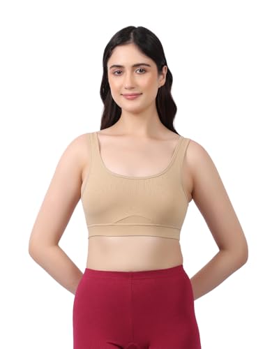 Image of Lavos Bamboo Cotton Comfort Sleeping Bra for Women, Slip On Bras to Wear at Home, Non-Padded & Non-Wired Sports Bras, Full /High Coverage, Soft Comfortable & Breathable Broad Strap Bra