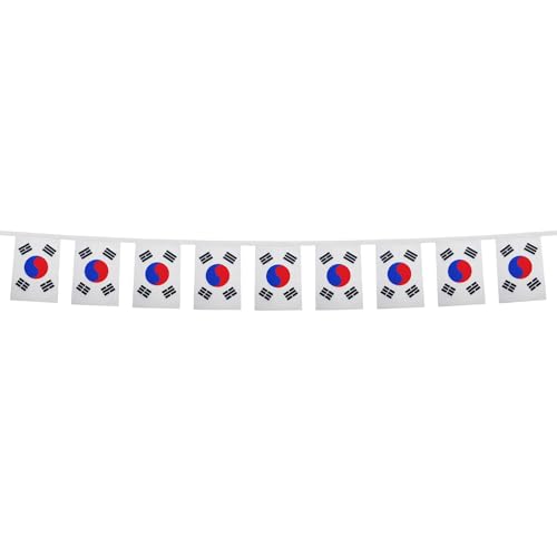 Image of AZ FLAG South Korea 6 meters BUNTING Flag 20 flags 9'' x 6'' - South Korean STRING flags 15 x 21 cm