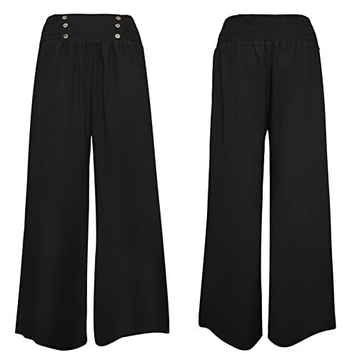 SotRong Wijde Pijpen Zomerbroek voor Vrouwen UK Elastische Taille Pull On Chiffon Uitlopende Palazzo Broek Losse Boho Strandbroek Casual Lichtgewicht Yoga Lounge Broek - Afbeelding 7