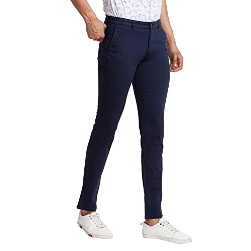 Image of Parx Men's Cotton Blend Yarn Dyed Pattern Low Rise Tapered Fit Flat Front Casual Trouser