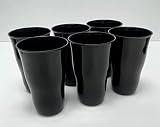 Mintra Home Reusable Plastic Cups 21 Ounce Tumbler - Pack of 6 (Black) for Party, Kids, Home, Kitchen, Events, Drinks and Drinking Water, Juice or Soda - BPA Free Tumblers, Many Colors,Dishwasher Safe