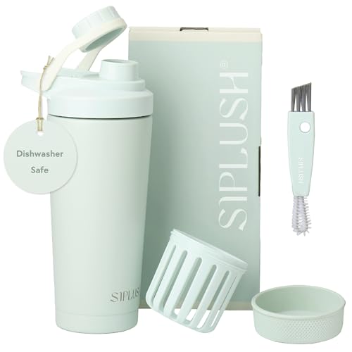 Image of Insulated Protein Shaker Bottle 24oz, Dishwasher Safe, Sage Green