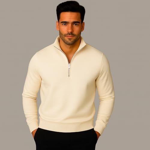 Image of Mack Jonney Men's Fleece Half-Zip High Neck Sweatshirt | Warm & Stylish Winter Wear -M4380