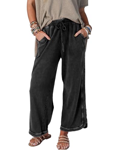 Women's Casual Wide Leg Pants High Waist Drawstring Sweatpants Baggy Athletic Trousers with Pockets