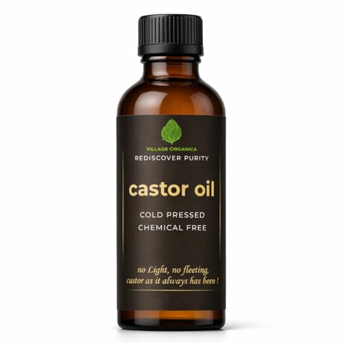 Image of Cold Pressed Castor Oil | Unrefined | Naturally Thick | Stored in Protective Amber Glass Bottle | 100 ml