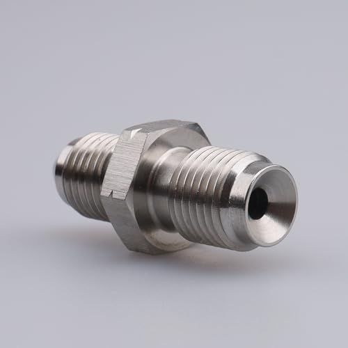 Image of AN-3 AN3 JIC Flare to M10x1.0 Inverted Seat Stainless Steel Straight Male 3 /8-24 Thread Flare Brake Line Union Tube Hose Fitting Adapter | Brake master cylinder adapter, stainless steel