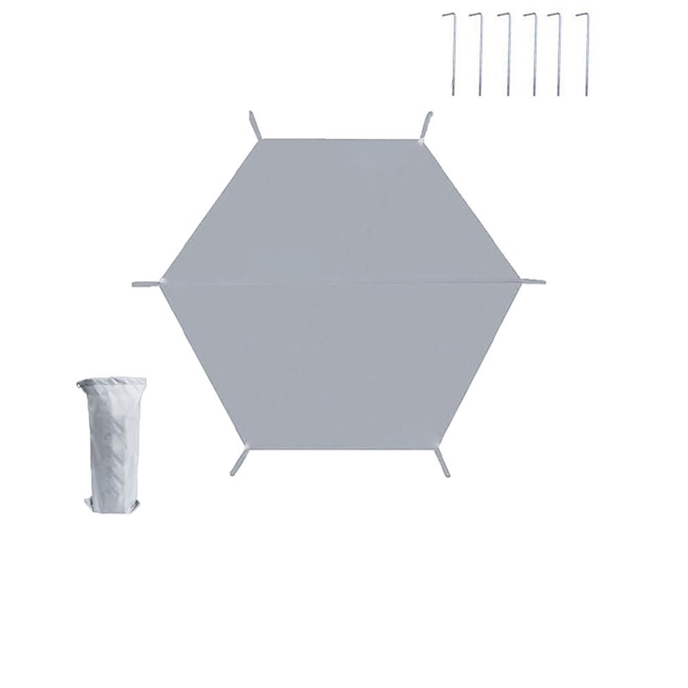 EasyByMall Tapis de tente de pique-nique hexagonal en tissu Oxford 210D imperméable avec clous de sol pour camping randonnée