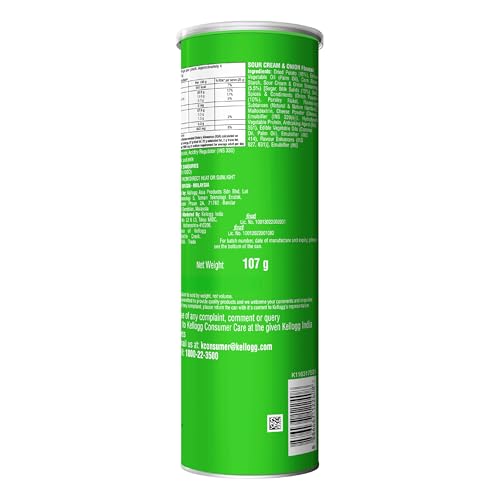 Image of Pringles Sour Cream & Onion Flavour | Potato Chips | Crispy Snack | Crunchy Snack food for Movies, Games & More | On-the-Go Can | Pack of 2 | 107g * 2