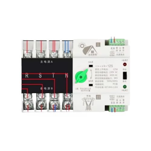 Disjoncteur inverseur 2P 32A 380V rail din pour commande de groupe électrogène