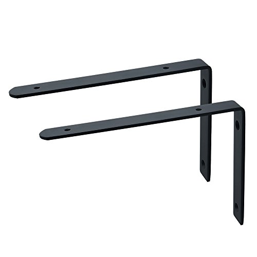 SAYAYO Escuadras para Estanterias, Escuadras Metalicas Negro Soporte Estanteria Pared, 2 Pieza Acero Inoxidable Soporte de Esquina 90 Grados 204x140x24, EJ5208B 2P