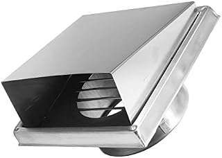 Nisorpa 304 Stainless Steel 150MM Air Vent Covers 6'' External Wall Vent Ventilation Walls Extractor Fan Vent w/45 Shutter for Bathroom Office Kitchen Factory Outdoor Wall Vent Cap Silver