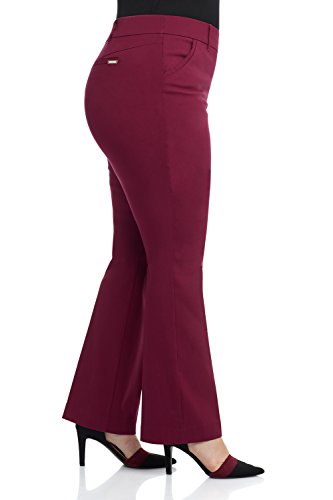 Rekucci Curvy Woman Ease into Comfort Barely Bootcut Plus Size Pant (18W, Burgundy)