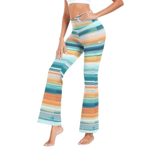Pantalon évasé motif rayé dégradé femme respirant plage tissu léger fluide