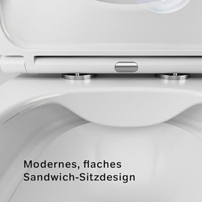 AM.PM Func - Spülrandlos Hänge WC, Tiefspül Toilette FlashClean, Wand WC mit Toilettendeckel mit Absenkautomatik, Hänge Toilette aus Keramik, Weiß, 49 cm lang – Bild 7