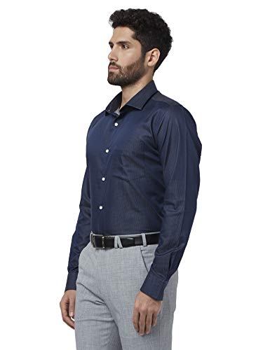 Image of Park Avenue Slim Fit Solid Dark Blue Shirt