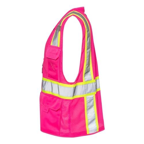 Image of Kishigo Black Enhanced Visibility Men's Vest B100, Multi Pocket Mesh Hi-Vis Vest, Ultra-Cool Polyester, 6 Pockets, Zipper