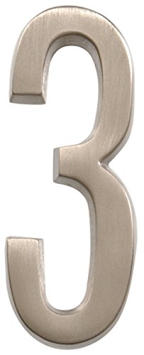 Distinctions by Hillman 843283 4-Inch Die Cast Self-Adhesive House Address, Brushed Nickel, Number 3