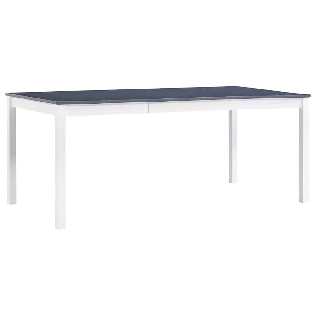 Tavolo da pranzo in pino massiccio bianco e grigio 180 x 90 x 73 cm