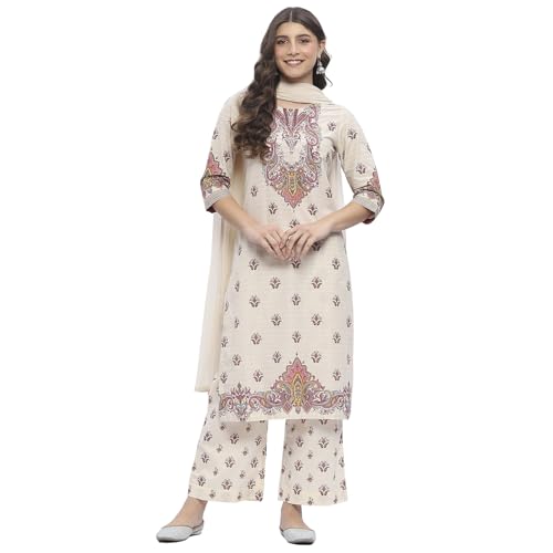 Image of BIBA Women Pure Cotton Printed Straight Suit Set