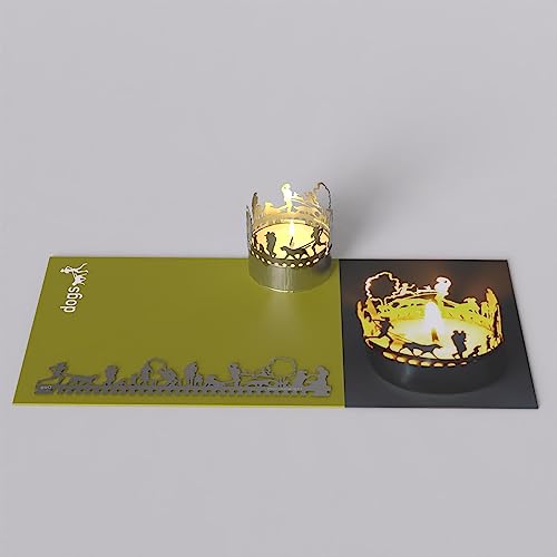 Hunde Schattenspiel - Windlicht mit Silhouetten von Hunderassen für magisches Schattenspiel Hunde-Liebhaber - Dekoration für Zuhause
