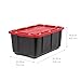 IRIS USA 27 Gallon Heavy Duty Truck Bed Toolbox Storage Tote Bins with Lids, 4 Pack - Made in USA, Tough Snap On Lockable Lid Stackable Industrial Tubs, Garage Organization Reusable Box - Red