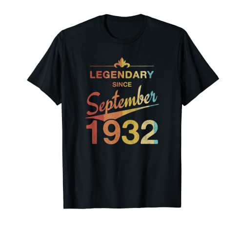 90 cumpleaños Nacido en Septiembre de 1932 Vintage 90 años Camiseta