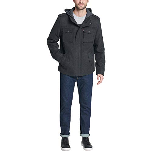 Image of Levi's Men's Wool Blend Hooded Military Jacket