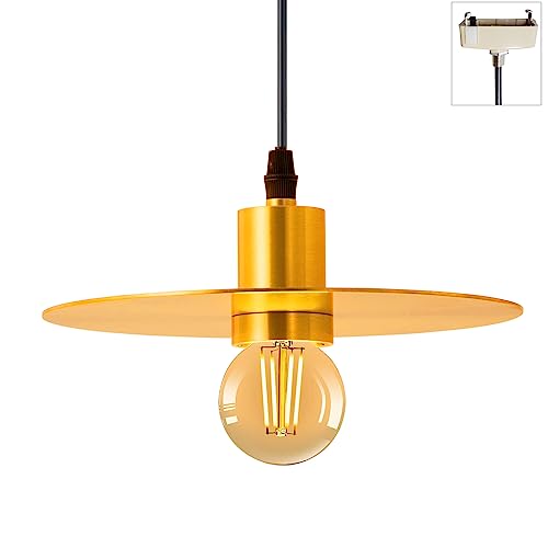 ペンダントライト 北欧風 1灯用照明器具 シンプル 吊り下げ照明 ローズゴールド·アルミニウム材質 平ら円盤シェード シンプルでスタイリッシュ 口金E26 おしゃれ ダイニング リビング 居間 食卓 玄関 廊下 電球別売り (ゴールド·引掛シーリング式·1セット)