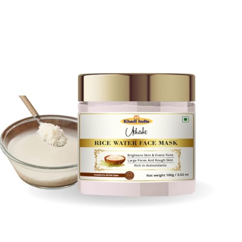 Image of Utkristh Khadi Rice Water Face Mask 100 gm | Pure & Ayurvedic | For Pigmentation, Dark Spots & Wrinkles & Fine Lines | Deep Cleansing for Glowing Skin | All Skin Types | Face Mask for Men & Women