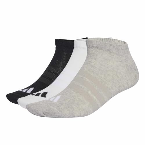 adidas Unisex Thin&Light Essentials Low Cut Socks 3 Pair Pack medium grey heather/white/black 40-42