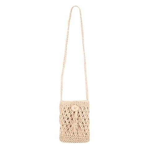 SANGSHI Rattan Woven Straw Bag,Ladies Vintage Straw Rope Vacation Travel Woven Small Purse Women Casual Mini Shoulder Crossbody Phone Bag Cover