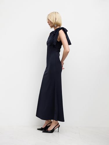 CIDER Women Summer Maxi Dresses Sleeveless Wedding Guest Dress Bowknot Boat Neck Formal Gown4