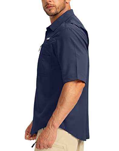 Men's Fishing Shirts with Zipper Pockets UPF 50+ Lightweight Cool Short Sleeve Button Down Shirts for Men Casual Hiking3
