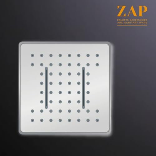 Image of ZAP Rainfall 304 Stainless Steel Square Overhead Shower Without Shower Arm, Ceiling Mount, Ultra-Thin Design