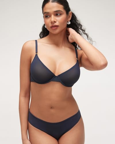 Image of INLYRIC Women's Cosnufy Sheer Balconette Bra Demi Unlined Plunge Mesh See Through Sexy Bras Underwire