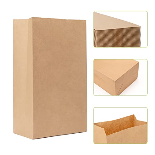 25pcs Braun Papiertüten Groß(18x11x32cm) Kraftpapiertüten Geschenktüten Papier Tüten braun Brottüten Papier Bodenbeutel für Lebensmittel Geschenkverpackung(XL) Cover