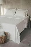 Ger3as Leinen Bettlaken ohne Gummi – 100prozent Stonewashed Leinen Flachlaken – Atmungsaktiv – Ohne Kissenbezüge – (Off White, 230 x 250 cm)