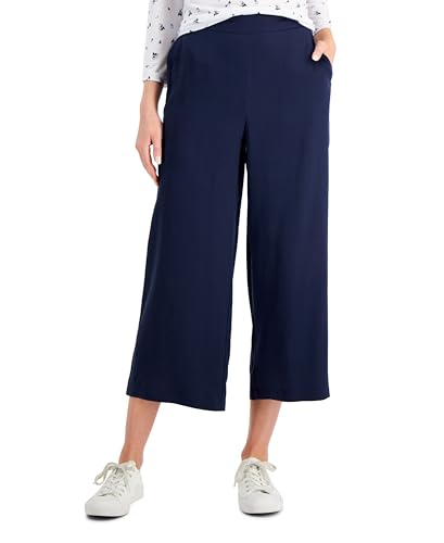 Charter CIub Womens Cropped Wide-Leg Pants Intrepid Blue 2XL
