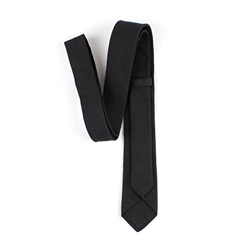 Image of Elfeves Men's Skinny Solid Color Tie Causal Cotton Linen Narrow Slim cut Necktie
