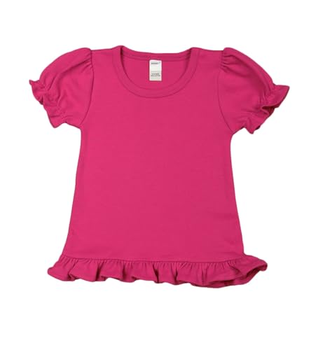 Image of Monag Kids Toddler Girls Short Sleeve Ruffle Tshirt, Blank Girls Ruffle Top, Solid Ruffle Shirts