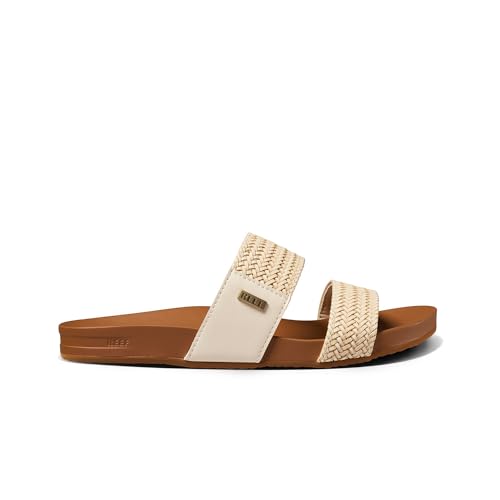 Image of REEF Vista Braid II Women's Fashion Slide Sandal, Vegan Leather Strap, Ultra Soft Cushion Footbed