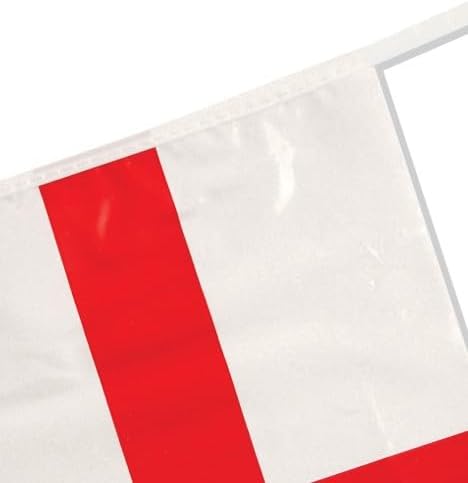 Henbrandt St. George’s Cross Party Bunting 10m with 20 Flags England St George Bunting Red and White Cross Euros Football Championship World Cup Six Nations Garland Pub BBQ Decoration - View 4
