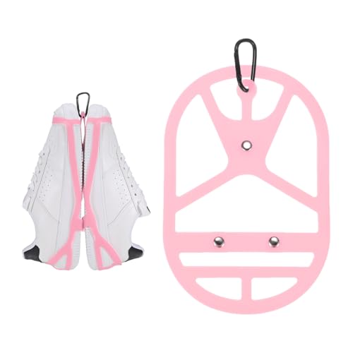 TIXIPEM Shoe Holster for Backpack [1SET] - Elastic Silicone Footwear Holder with Clip Use for Travel & Outdoors & Sports - [Pink-L] Hang Extra Shoes Cleats Boots