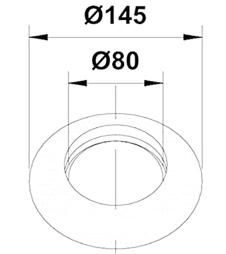 Rosette Farbe Schwarz aus E.P.D.M. für Rauchrohr Pelletofen Holz Gas Rosette Abdeckung für Rohre (Schwarz D80 mm)