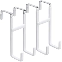 Dntorx Over The Door Hooks, White Door Hanger 2 Pack, Heavy Duty Metal Over Door Hook for Coats & Towels, No Drilling, Scratch-Free Silicone Pads, Fits Most Doors for Bedroom Bathroom Closet