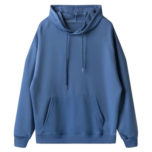 Mens Unlined Hooded Polyester Solid Pullover Plus Size Street Regular Sleeve Sweatshirt2