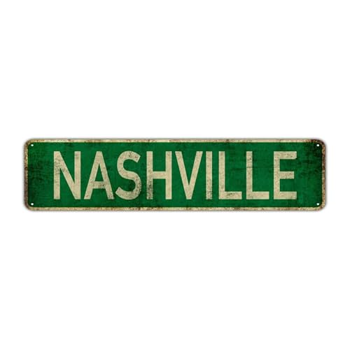 NASHVILLE LOCATION Metal Tin Street Sign Bar Cafe Garage Cave Home Room Wall Bathroom Farmhouse...