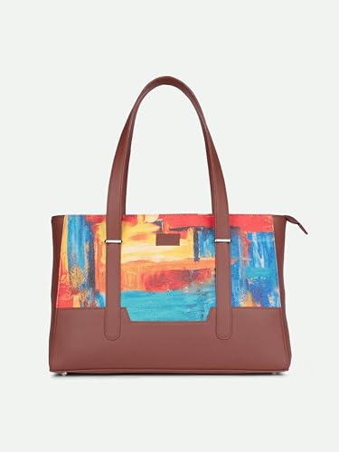 Image of ZOUK Handcrafted Vegan Leather Travel Tote Bag for Women with Multiple Compartments | Spacious Water-Resistant Shoulder Bag for Travel, Vacation, Day Trips |