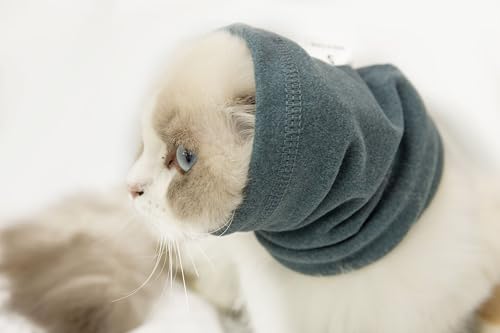 Image of Cat Ear Cover Keep Calm for cat Ear Wrap Hematoma Compression Comfort Anxiety Relief for Bathing, Grooming, Thunderstorms & Fireworks Aqua Blue S